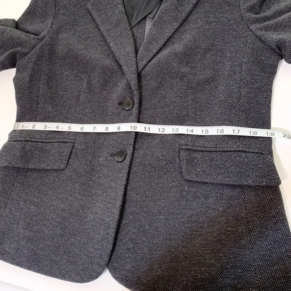 TALBOTS Jacket Blazer Size Large Black Gray Two Buttons Knit Long Sleeve